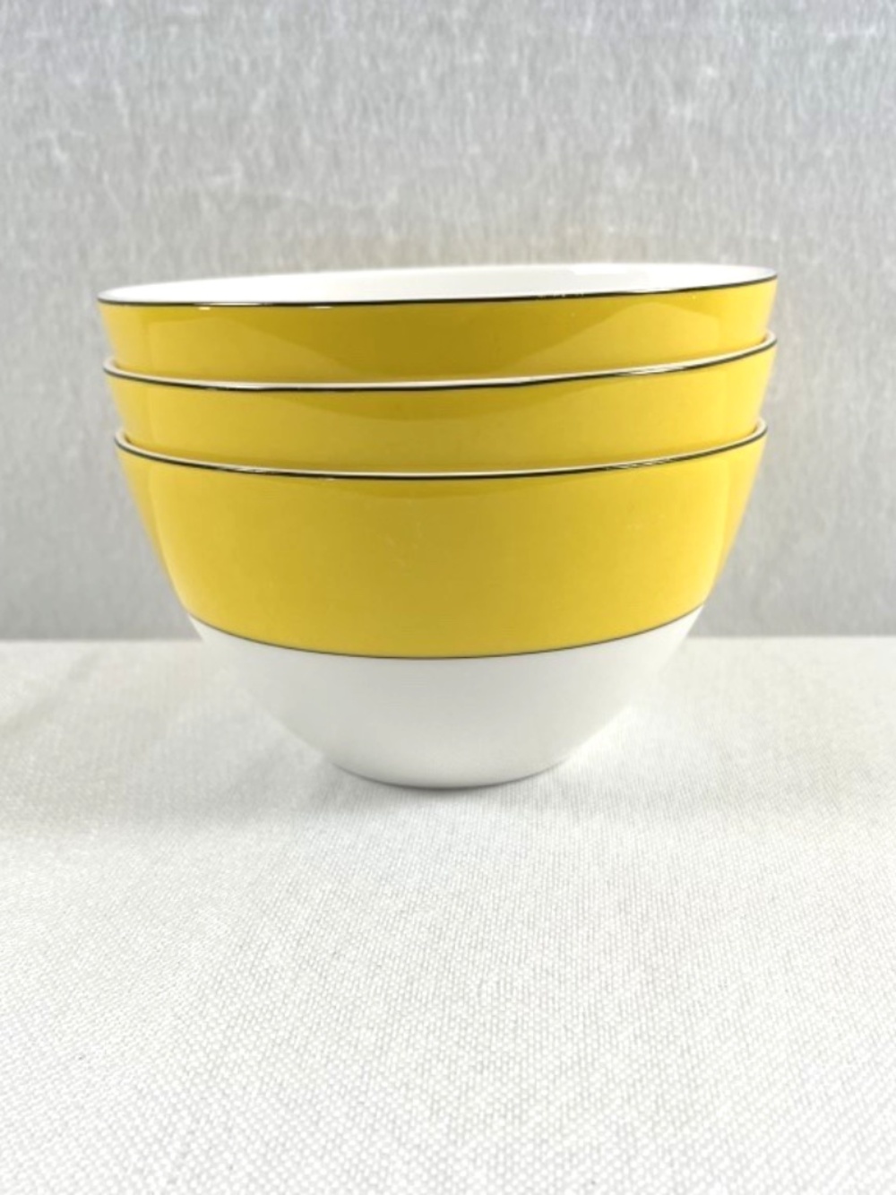 Kate Spade Lenox Rutherford Circle Yellow Bowl set of 3 Soup or Cereal